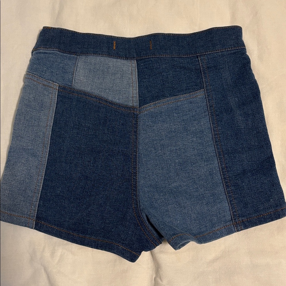 Free People Blue Patchwork Jean Shorts - Picture 2 of 5
